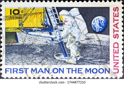 first man on the moon stamp sheet value
