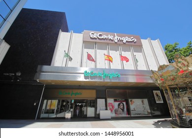 MADRID SPAIN - MAY 28, 2019: Unidentified People Visit El Corte Ingles Shopping Mall Serrano Madrid Spain