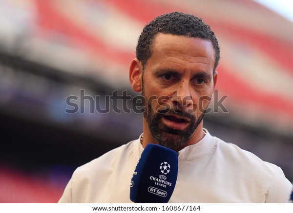 MADRID, SPAIN - MAY 31, 2019: TV Rio\
Ferdinand pictured one day before the 2018/19 UEFA Champions League\
Final between Tottenham Hotspur (England) and Liverpool FC\
(England) at Wanda\
Metropolitano.