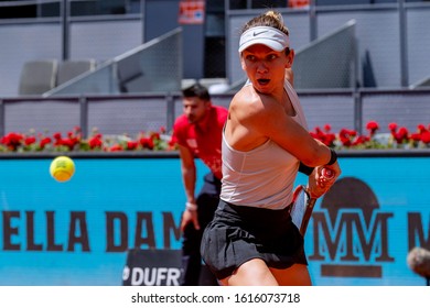 Madrid Spain; May / 8/2018. Simona Halep Competing In The Mutua Open Tennis Tournament In Madrid. 