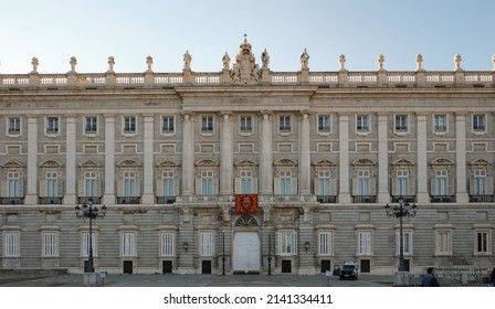 Madrid, Spain - NOV 16 2021: Royal Palace Of Madrid, The Official Residence Of The Spanish Royal Family At The City Of Madrid