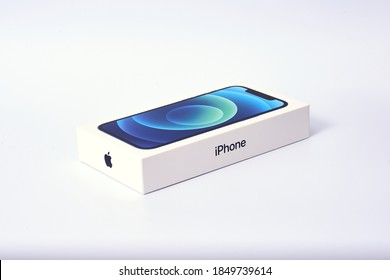 Madrid, Spain - November 06: iPhone 12 smartphone developed by Apple Inc. Apple releases the new iPhone 12.