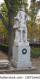 Madrid, Spain, November 19, 2018. Statue Of Alfonso II King Of Asturias At Plaza De Oriente In Madrid, Spain.