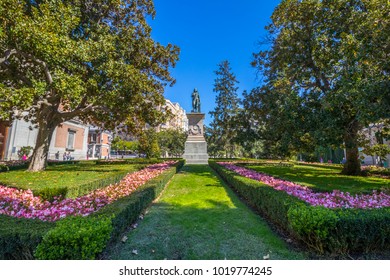 Madrid, Spain - October 1, 2017: Statue Of Bartolome Esteban Murillo, Next To The Museo Del Prado (The Prado Museum) And Real Jardín Botánico.