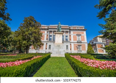 Madrid, Spain - October 1, 2017: Statue Of Bartolome Esteban Murillo, Next To The Museo Del Prado (The Prado Museum) And Real Jardín Botánico.