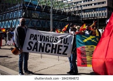 Madrid, Spain; October 12 2020: Demonstration Organized By Far Right Party VOX In Madrid