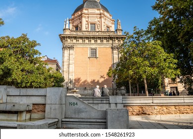 Madrid /Spain - October 13, 2019:  People Relax And Enjoy The Beautiful Back Streets In The Historic La Latina Neighborhood. The Area Is Very Scenic.