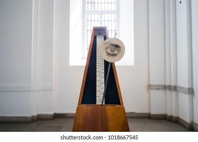 Madrid, Spain - October 2, 2017: Man Ray (Emmanuel Radnitzky), Objeto Indestructible (Indestructible Object ) In Museo Nacional Centro De Arte Reina Sofía (Queen Sofía Museum).