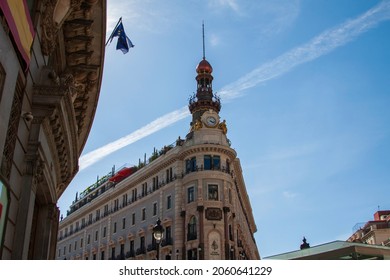 Madrid, Spain. October, 2021. Four Seasons Hotel Building, Known As Palacio De La Equitativa In Spanish At Calle Alcalá (Alcalá Street).