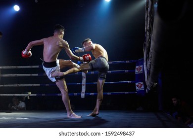 Madrid, Spain - October 27, 2018 - Lions Fighters, muay thai competition at sports Center Fuente el Saz - Shutterstock ID 1592498437