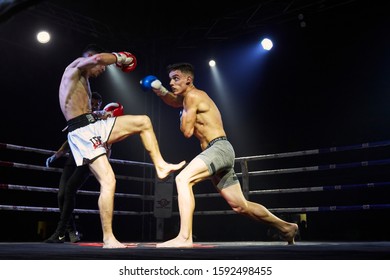 Madrid, Spain - October 27, 2018 - Lions Fighters, muay thai competition at sports Center Fuente el Saz - Shutterstock ID 1592498455