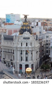 Madrid, Spain; September 26 2020: Metropolis Building Located On The Corner Of Alcalá Street And Gran Vía Street In Madrid