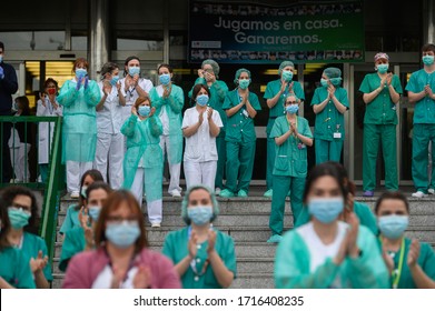 Madrid, Spain.04/12/2020. Hospital 12 De Octubre In Madrid, Tribute To Health Workers Who Fight Against COVID 19