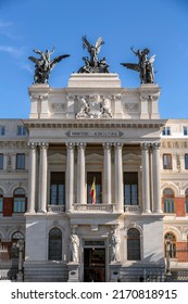 Madrid, Spain-FEB 17, 2022: The Palace of Fomento, also known as the Ministry of Agriculture Building, is a nineteenth-century office building in Madrid, Spain.