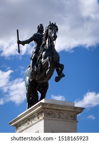 MADRID, SPAIN-SEPTEMBER 22, 2019: Monument To Philip IV By Pietro Tacca At Plaza De Oriente