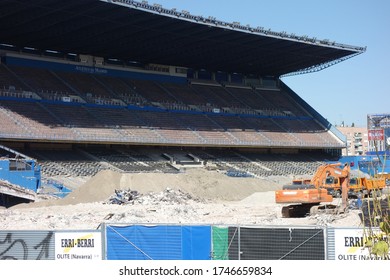 Madrid/Spain - August 17th, 2019: A View Of Vicente Calderón Stadium During Its Demolition.