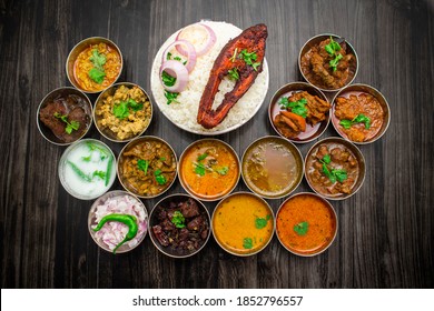 Madurai, India - Nov 4 2020: Non Veg Meals With All Dishes