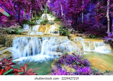 Mae Kae Waterfall is Unseen waterfall at Tham Pha Thai national park, Lampang province, jungle Thailand - Shutterstock ID 2229427219