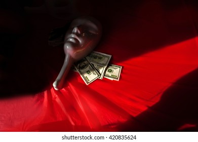 Mafia Game The Mask And Money Red Background