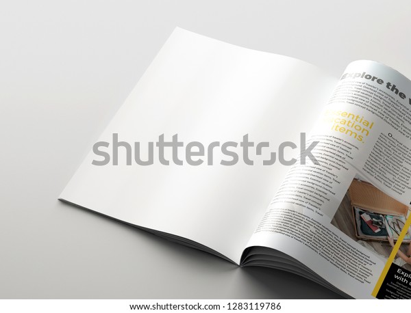 Magazine mockup background concept. Clean page\
background. 3D\
rendering.