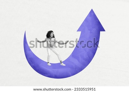 Magazine picture sketch collage image of carefree lady easy achieving working purpose isolated white color background