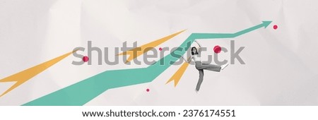 Magazine picture sketch collage image of carefree excited lady walking achieving success isolated creative background