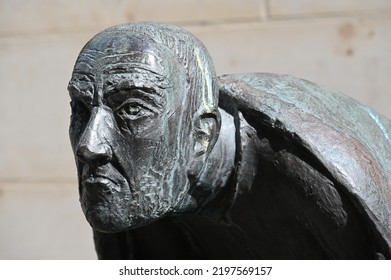 Magdeburg, Germany - August 21, 2022: Statue Of The Medieval Scholar Albertus Magnus In Front Of St. Petri Church