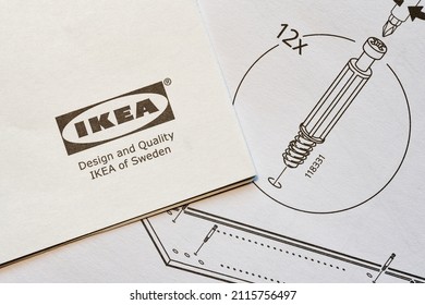 Magdeburg, Germany – January 23, 2022: Building Instructions For Furniture Of The Swedish Furniture Company Ikea