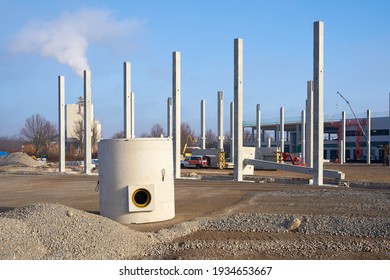  Magdeburg, Germany – March 03, 2021: New Construction Of A Company Building In A Commercial Area In The North Of The City Of Magdeburg                              