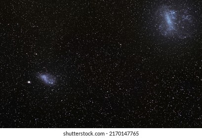 The Magellanic Clouds. Two Irregular Dwarf Galaxies In The Southern Celestial Hemisphere, Constellation Of Dorado.