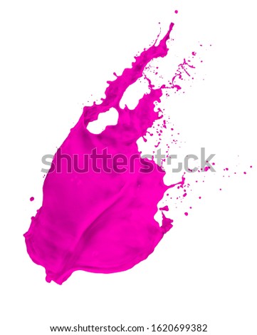 magenta paint splash isolated on white background