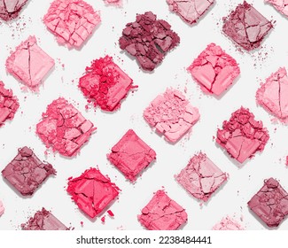 Magenta pink eyeshadow makeup palette  creative pattern from set monochrome colored swatches powder eyes  Aesthetic minimal beauty branding  merchandise concept  Female cosmetic texture product