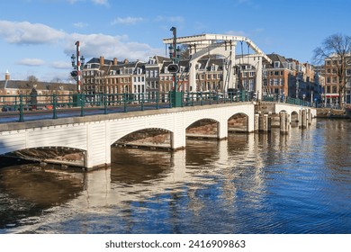Magere Brug or Skinny Bridge over the Amstel River in Amsterdam
