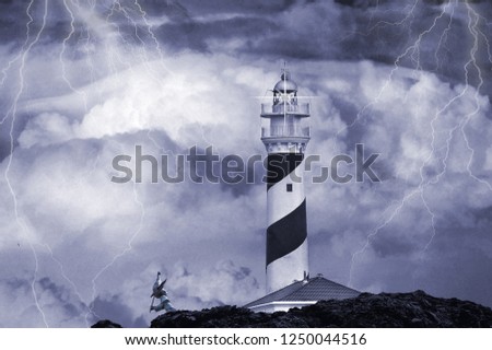 Similar – Image, Stock Photo Lighthouse in autumnal thunderstorm atmosphere