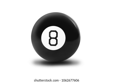 Magic billiard ball number eight isolated on white background