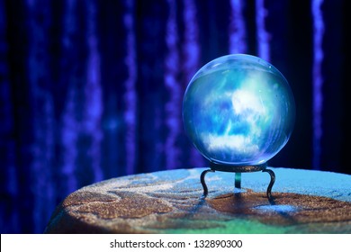 Magic crystal ball on a table