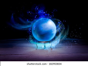 Magic Crystal Ball On A Table