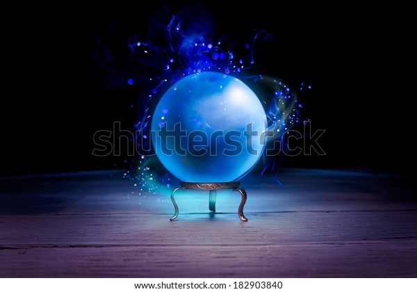 Magic Crystal Ball On Table Stock Photo (Edit Now) 182903840