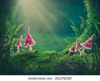 Magic forest background. With copy space. - Shutterstock ID 2013782387