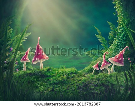 Magic forest background. With copy space.