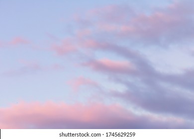 Magic Pink Sunset Clouds Sky. Golden Hour Sky