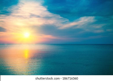 Magic sunrise over sea
