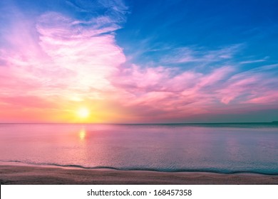 Magic sunset over seashore