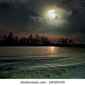 Magical evening on the ocean and the moon - Powered by Shutterstock