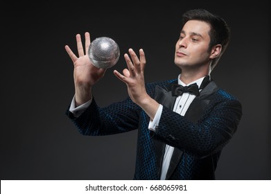 Magician With Fly Ball, Juggler Man, Funny Person, Black Magic, Illusion