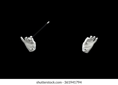 Magician Hands With Magic Wand Showing Trick