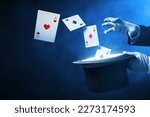 Magician hands showing magic trick