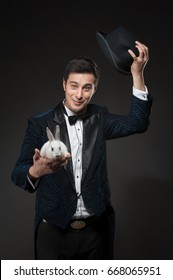 Magician With Rabbit, Juggler Man, Funny Person, Black Magic, Illusion