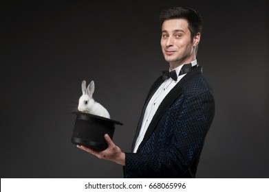 Magician With Rabbit, Juggler Man, Funny Person, Black Magic, Illusion