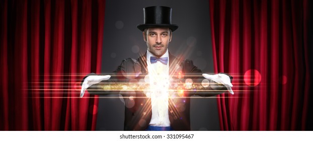 Magician Showing Trick On Stage, Magic, Performance, Circus, Show Concept